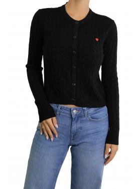 Cardigan intrecciato crop girocollo e cuoricino Only